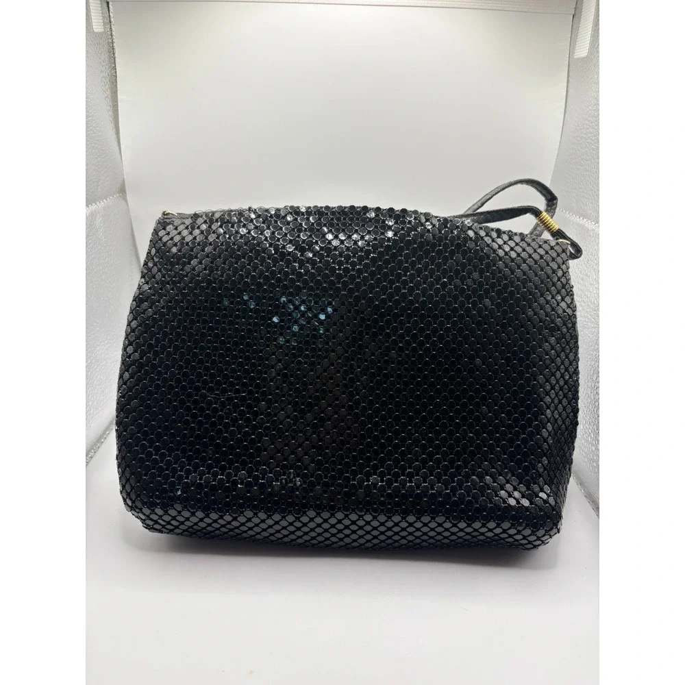Vintage Starbags Black‎ Metallic Mesh Evening Bag with Coin Purse, leather strap